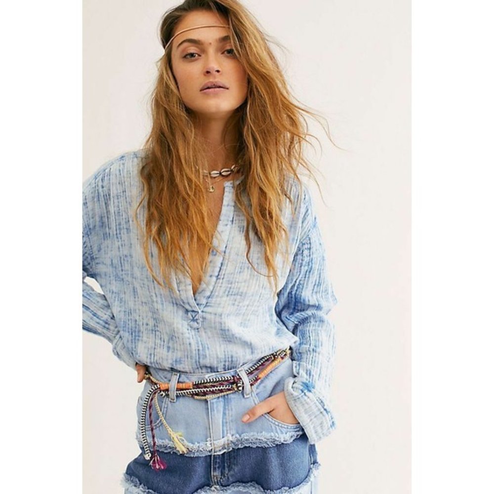 Free People NWT Size Large Anguilla Washed Pullover Top